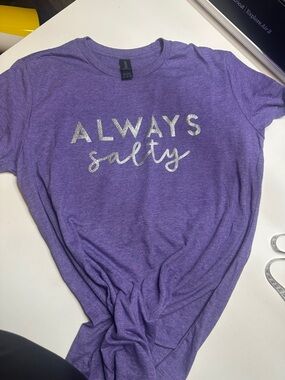 Gildan Purple 'Always Salty' Graphic Tee - Women's Short Sleeve